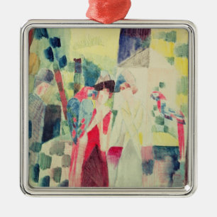 Zwei Frauen und ein Mann mit Papageien, 20. Silbernes Ornament