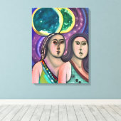Zwei Frauen unter dem Mond Leinwanddruck (Insitu (Holzboden))