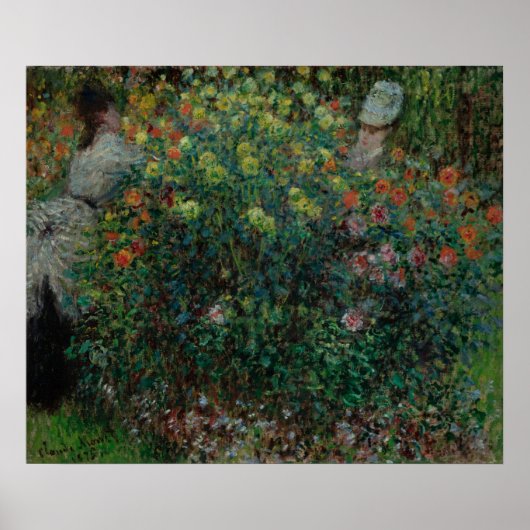 Zwei Frauen unter den Blume, 1875 (Öl auf Leinwand Poster (Vorne)