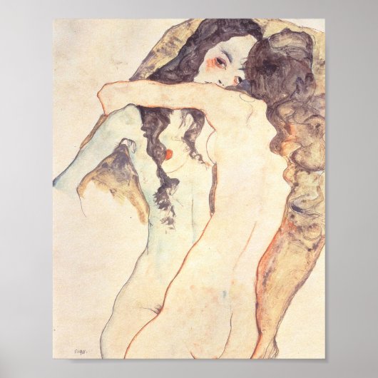 Zwei Frauen verehren Egon Schiele Poster (Vorne)