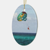 Zwei FrauenParasailing in den Bahamas Keramik Ornament (Links)