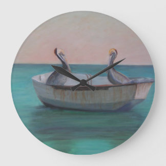 ZWEI FREUNDE IN EINER DINGHY Wall Clock Große Wanduhr