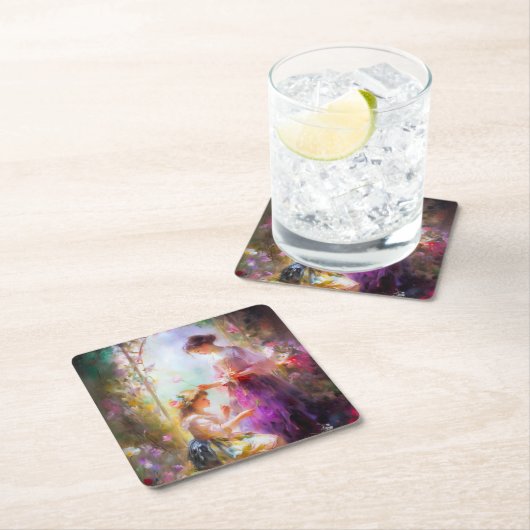 Zwei Freunde Rechteckiger Pappuntersetzer (Vor Ort)