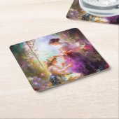 Zwei Freunde Rechteckiger Pappuntersetzer (angewinkelt)