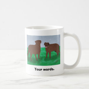 Zwei freundlich braune Hunde Ihre Worte Tasse