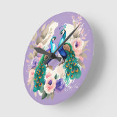 Zwei Friedenstruppen Lila Runde Wanduhr (Winkel)