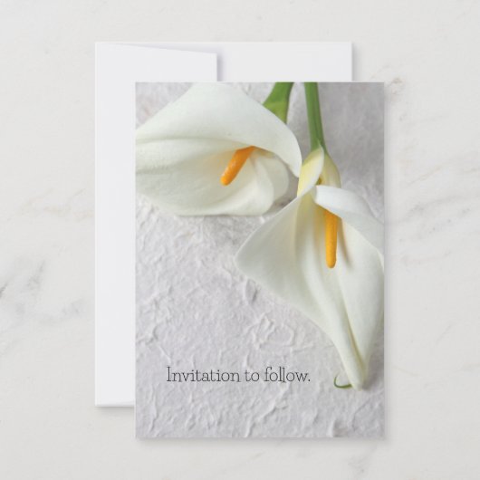 Zwei frische Calla-Lilien Save The Date (Rückseite)