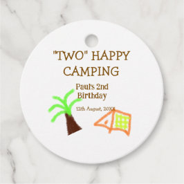 Zwei fröhliche Camping-Kinder zum 2. Geburtstag Geschenkanhänger