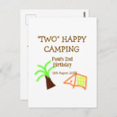 Zwei fröhliche Camping-Kinder zum 2. Geburtstag Postkarte (Vorne/Hinten)