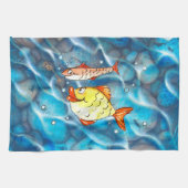 Zwei fröhliche Fische Geschirrtuch (Horizontal)
