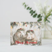 Zwei fröhliche Hippos Postkarte (Stehend Vorderseite)