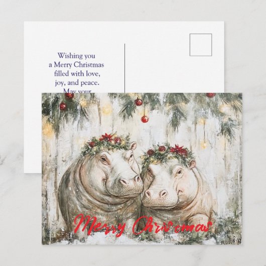 Zwei fröhliche Hippos Postkarte (Vorne/Hinten)