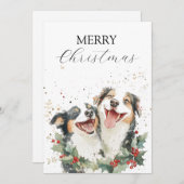 Zwei fröhliche Hunde lachen zusammen Feiertagskarte (Vorne/Hinten)