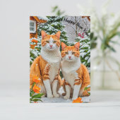 Zwei fröhliche Katzen Einladung (Stehend Vorderseite)