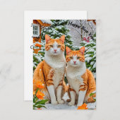 Zwei fröhliche Katzen Einladung (Vorne/Hinten)