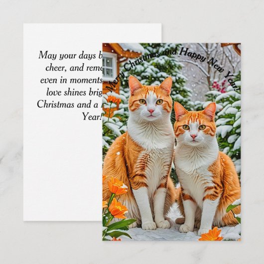 Zwei fröhliche Katzen Einladung (Vorne/Hinten)