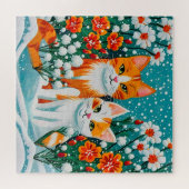 Zwei fröhliche Katzen Puzzle (Horizontal)