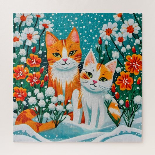 Zwei fröhliche Katzen Puzzle (Vertikal)