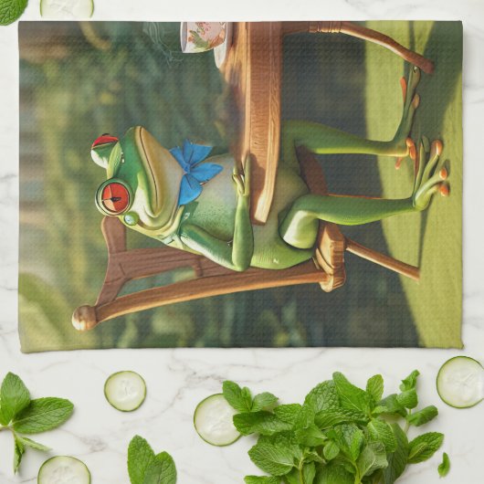 Zwei Frösche mit Tee Geschirrtuch (Gefaltet)