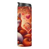 Zwei Füchse in einem Herzwald Thermosbecher (Nach rechts gedreht)