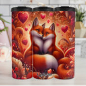 Zwei Füchse in einem Herzwald Thermosbecher