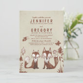 Zwei Füchse Woodland Hochzeit Einladung (Stehend Vorderseite)