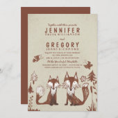 Zwei Füchse Woodland Hochzeit Einladung (Vorne/Hinten)