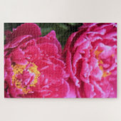 Zwei Fuchsia Peony Blooms Gemälde Puzzle (Horizontal)