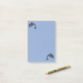 Zwei Fun Cartoon Typ Delphine springen blau weiß Post-it Klebezettel (Auf Schreibtisch)