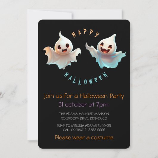 ZWEI FUN GHOSTS EINLADUNG (Vorderseite)