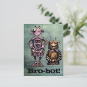 Zwei Funny Robots - Bro-Bot! Postkarte (Stehend Vorderseite)
