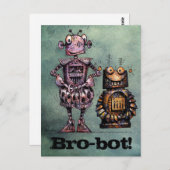 Zwei Funny Robots - Bro-Bot! Postkarte (Vorne/Hinten)
