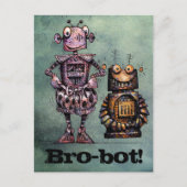 Zwei Funny Robots - Bro-Bot! Postkarte (Vorderseite)