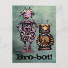 Zwei Funny Robots - Bro-Bot! Postkarte