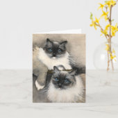 Zwei Furry Ragdoll Cats' lustige Meow Karte (Gelbe Blume)