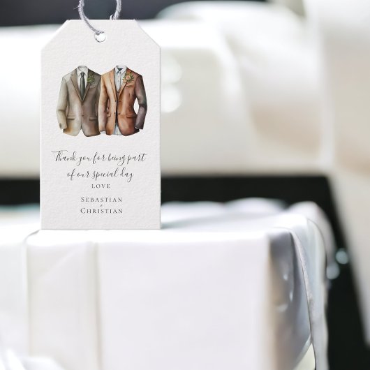 Zwei Gay Wedding in Anzügen Personalisiert Geschenkanhänger