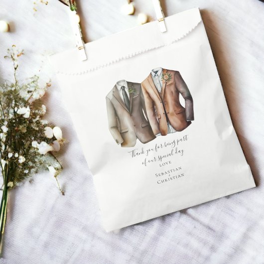 Zwei Gay Wedding in Anzügen Personalisiert Geschenktütchen
