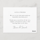 ZWEI Geburtsankündigungen für Fotos - modern Postkarte (Rückseite)