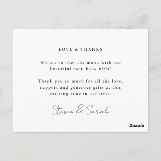 ZWEI Geburtsankündigungen für Fotos - modern Postkarte (Rückseite)