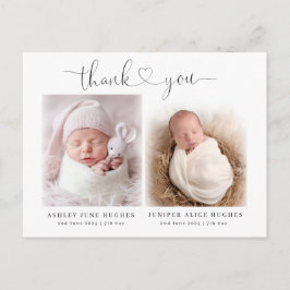 ZWEI Geburtsankündigungen für Fotos - modern Postkarte