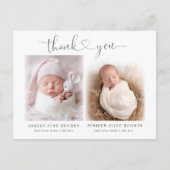 ZWEI Geburtsankündigungen für Fotos - modern Postkarte (Vorderseite)