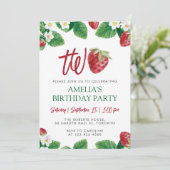 Zwei Geburtstage Sommer Strawberry Berry Sweet Einladung (Stehend Vorderseite)