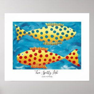 Zwei gefleckte Fische Unterwasser-Meeresleben-Male Poster