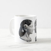 zwei gegensätzliche Kopfelemente von Gehirn und He Kaffeetasse (Vorderseite Links)