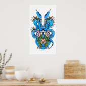 Zwei gehackte blaue Schlange Poster drucken (Küche)