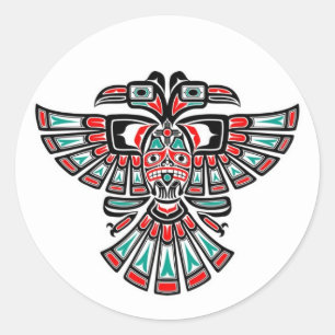 Zwei gehitzte Haida Spirit Bird auf Weiß Runder Aufkleber