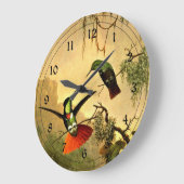 Zwei gehobene Visorbearer Hummingvögel Große Wanduhr (Winkel)