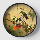 Zwei gehobene Visorbearer Hummingvögel Uhr (Vorderseite)