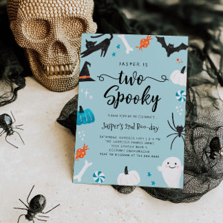 ZWEI geile Blauer Halloween Geburtstagsparty Einla Einladung