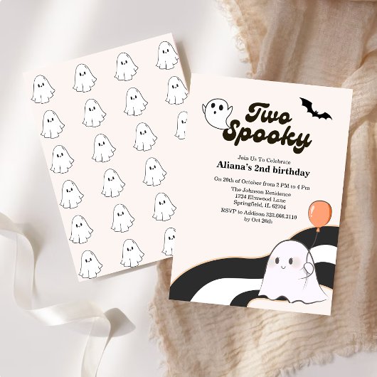 Zwei geile Boo Retro Ghost 2. Geburtstag Einladung